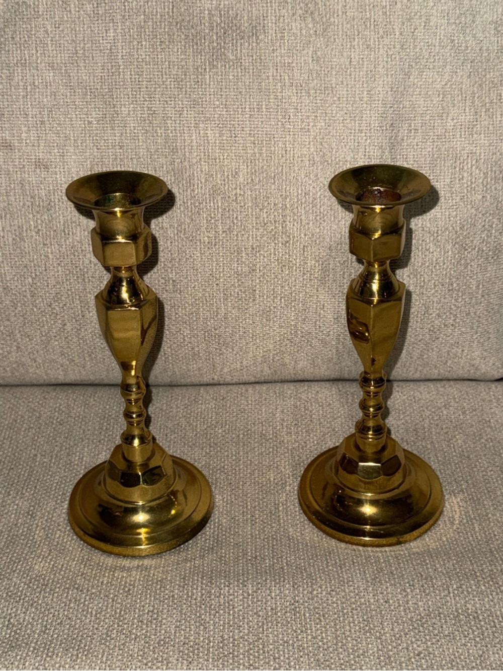 Vintage Brass Taper Candle Holders - Polished Gold Finish (Pair)